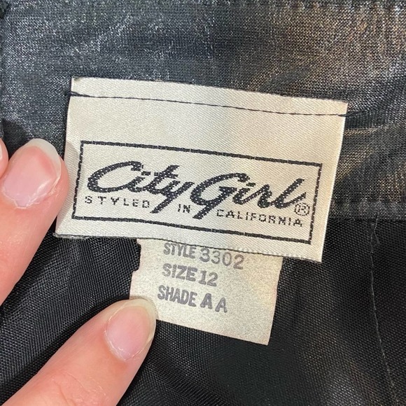 Vintage 80s City Girl Size 12 Black Faux Liquid Leather Fitted Pencil Skirt - Picture 5 of 7